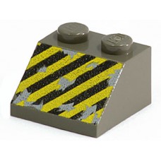 Part 3039px16 Dark Gray Slope 45 2 x 2 with Black and Yellow Danger Stripes Pattern 